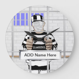 Reloj Redondo Grande Plantilla divertida personalizada del Convict de