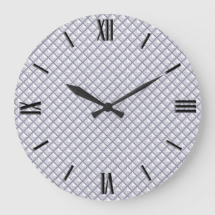 Reloj Redondo Grande Plata, aspecto metálico, rejilla trenzada