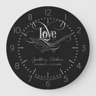 Reloj Redondo Grande Plata del amor de la caligrafía de la escritura de