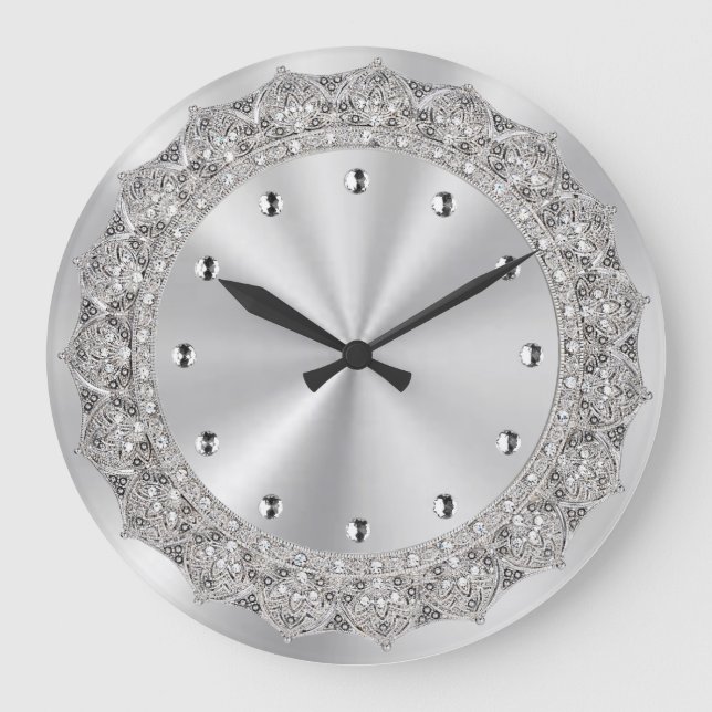 Reloj Redondo Grande Plata Jeweled (Anverso)