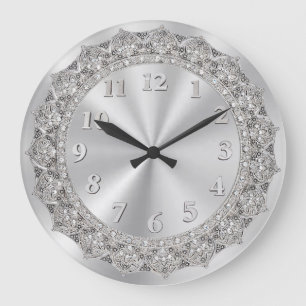 Reloj Redondo Grande Plata Jeweled 2