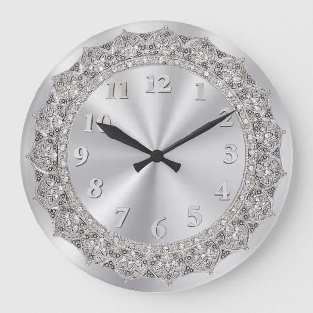 Reloj Redondo Grande Plata Jeweled 2 (Anverso)