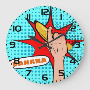 Reloj Redondo Grande Plátano estilo arte pop retro cómic