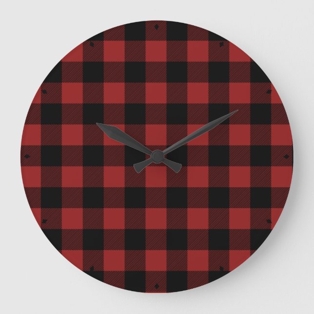 Reloj Redondo Grande Plato de búfalo clásico | Rojo y negro (Anverso)