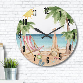 Reloj Redondo Grande Playa Cuta Tropical