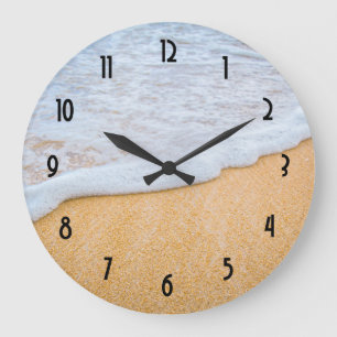 Reloj Redondo Grande Playa de arena con un poco de espuma