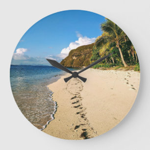 Reloj Redondo Grande Playa de una isla en Fiji