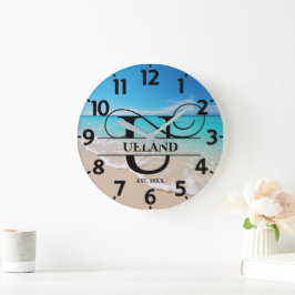 Reloj Redondo Grande Playa del Océano Pacífico U Monograma