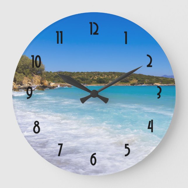 Reloj Redondo Grande Playa Exótica Isla Tropical (Anverso)