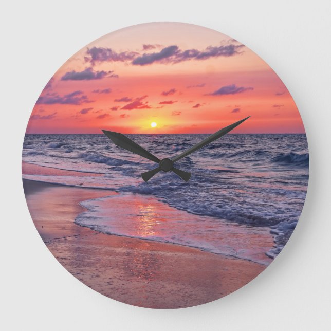 Reloj Redondo Grande Playa Tropical Bahamas Sunset Paradise (Anverso)