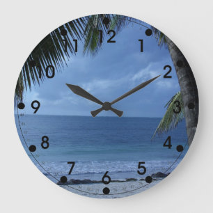 Reloj Redondo Grande Playa tropical con palmera