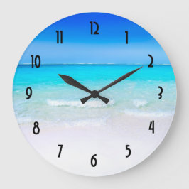 Reloj Redondo Grande Playa tropical con un mar turquesa