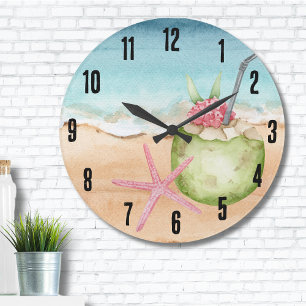 Reloj Redondo Grande Playa Tropical de Cocktail Hour