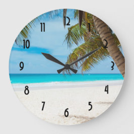 Reloj Redondo Grande Playa tropical de la turquesa