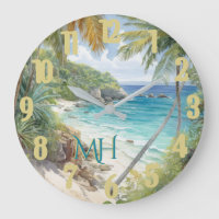 Playa Tropical Watercolor Beach Lagoon Paradise