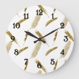 Reloj Redondo Grande Plumas de Oro