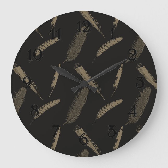 Reloj Redondo Grande Plumas doradas (Anverso)