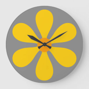 Reloj Redondo Grande Poder de la Flor - amarillo