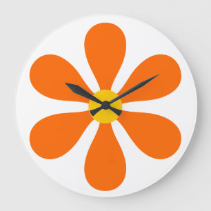 Reloj Redondo Grande Poder de la Flor - naranja