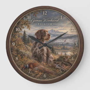 Reloj Redondo Grande Pointer Alemán de Pelo Cargado