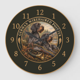 Reloj Redondo Grande Pointer Alemán de Pelo Cargado