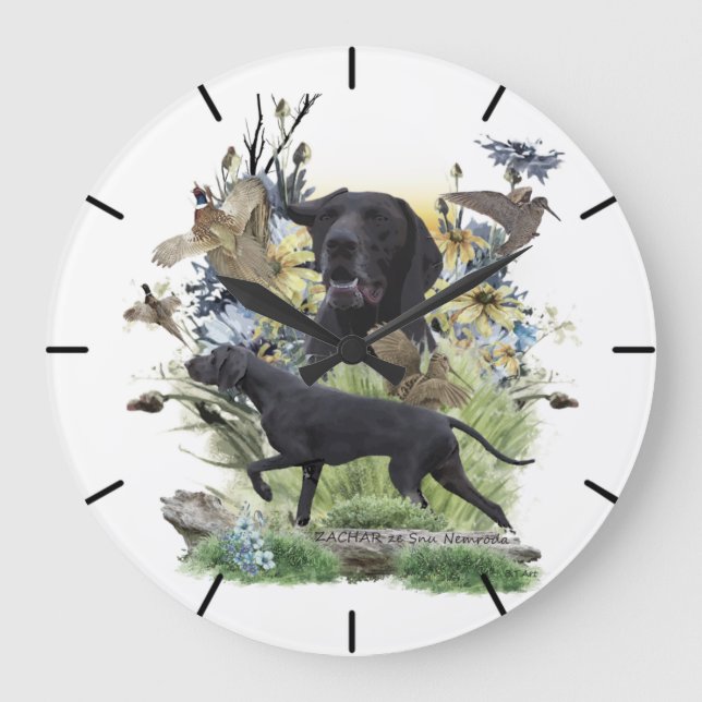 Reloj Redondo Grande Pointer Alemán de Pelo Corto   (Anverso)