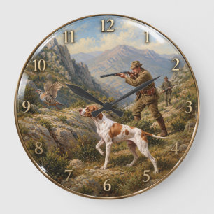 Reloj Redondo Grande Pointer Inglés, Caza de Perdices