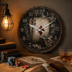 Reloj Redondo Grande Poker Vintage Casino Decor
