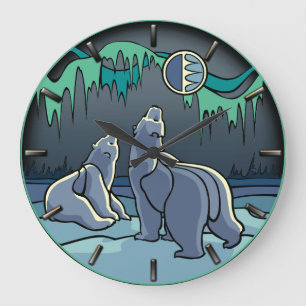 Reloj Redondo Grande Polar Bear Clock Cool Native Bear Art Wall Clock