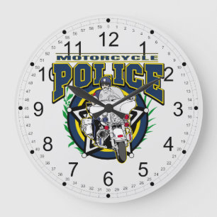 Reloj Redondo Grande Policía de la motocicleta