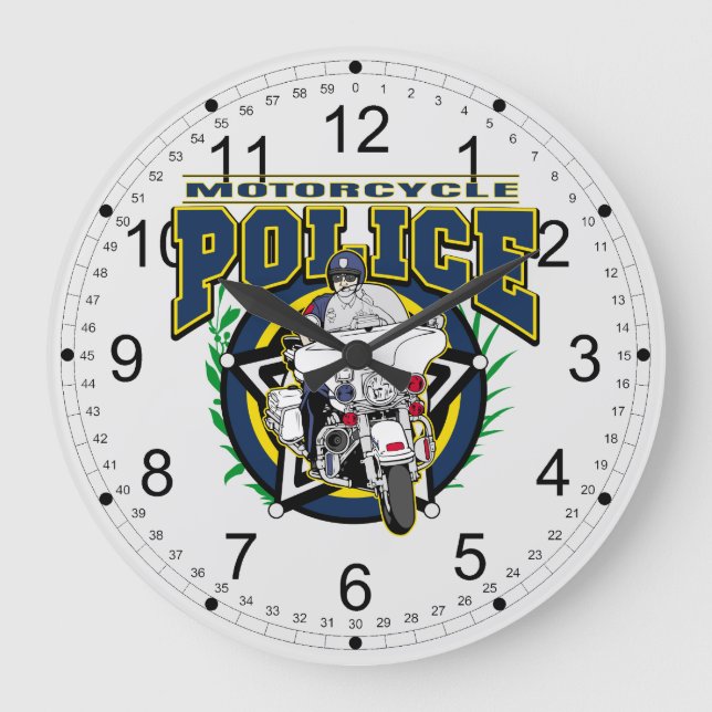 Reloj Redondo Grande Policía de motocicletas (Anverso)