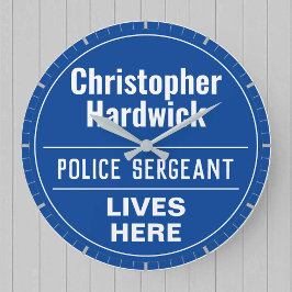 Reloj Redondo Grande Policía divertida Sargento Wall Plaque Estilo Relo