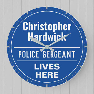 Reloj Redondo Grande Policía divertida Sargento Wall Plaque Estilo Relo
