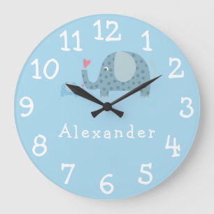 Reloj Redondo Grande Polka Dot Elephants Personalised Nursery