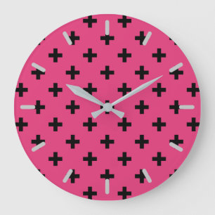 Reloj Redondo Grande Polka negro cruza en fuchsia