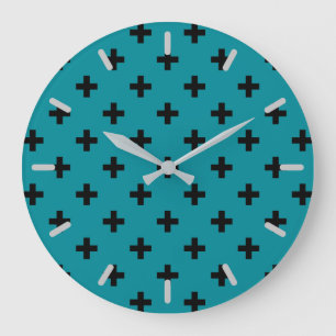 Reloj Redondo Grande Polka negro cruza en verde azulado