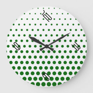 Reloj Redondo Grande Polka verde punto blanco moderno