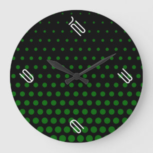 Reloj Redondo Grande Polka verde punto moderno negro