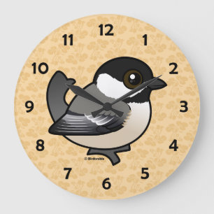 Reloj Redondo Grande Pollo de gorro negro y pálido