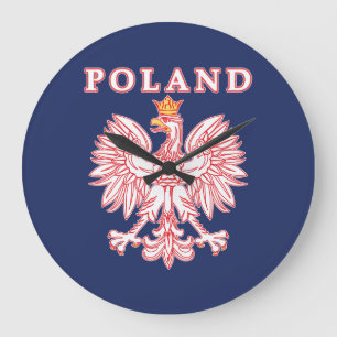 Reloj Redondo Grande Polonia Con Águila Polaca Roja