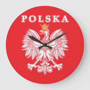 Reloj Redondo Grande Polska Con Águila Polaca Roja