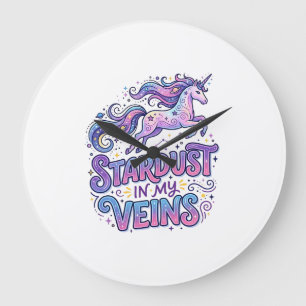 Reloj Redondo Grande Polvo de Estrellas de Unicornio en Mis Venas Regal