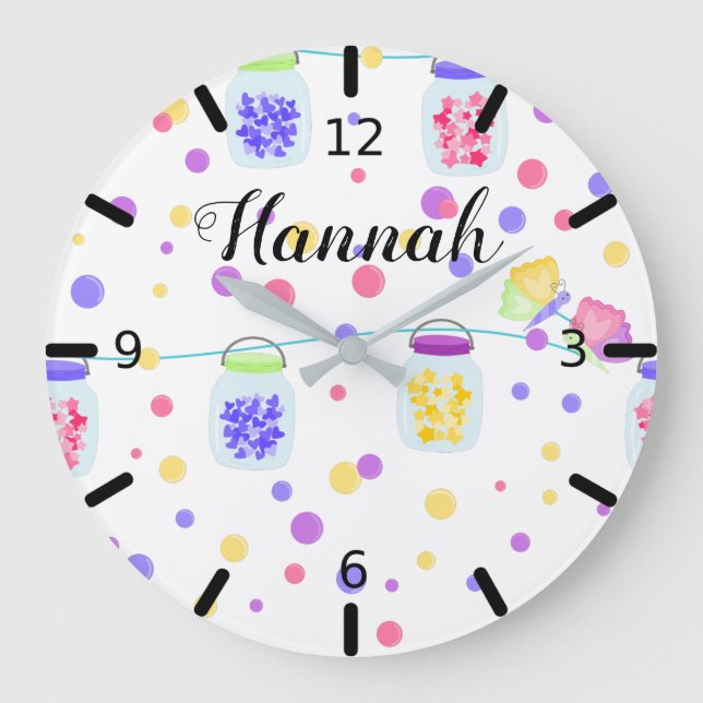 Reloj Redondo Grande Polvo lechal colorido (Anverso)