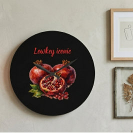 Reloj Redondo Grande Pomegranate Red Rich Oil Paint Aesthetic Elegant 