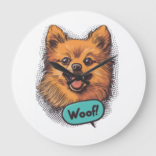 Reloj Redondo Grande Pomerania Pop Art � Perro Cómic Retro