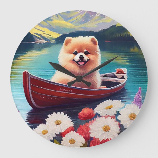 Reloj Redondo Grande Pomeranian sobre un remo: Una aventura escénica (Anverso)