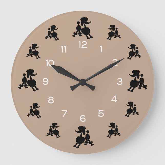 Reloj Redondo Grande Poodles negros (Anverso)