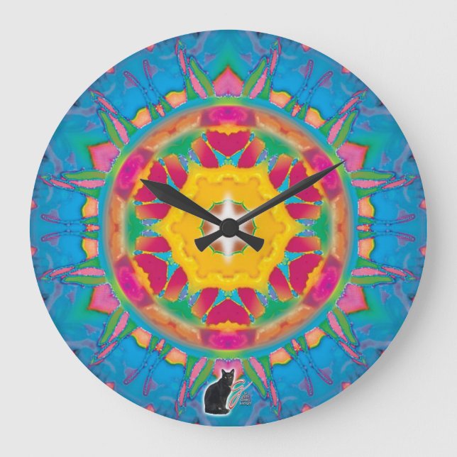 Reloj Redondo Grande Poofball Kaleidoscope (Anverso)