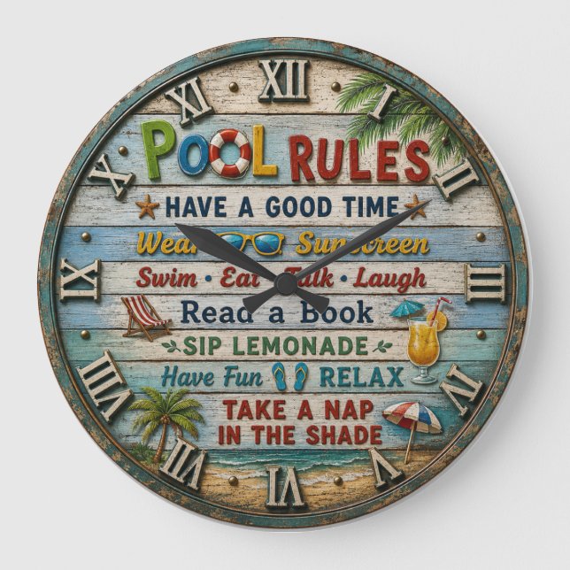 Reloj Redondo Grande Pool  Beach House  (Anverso)