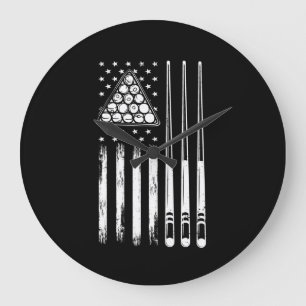 Reloj Redondo Grande Pool Player American Flag